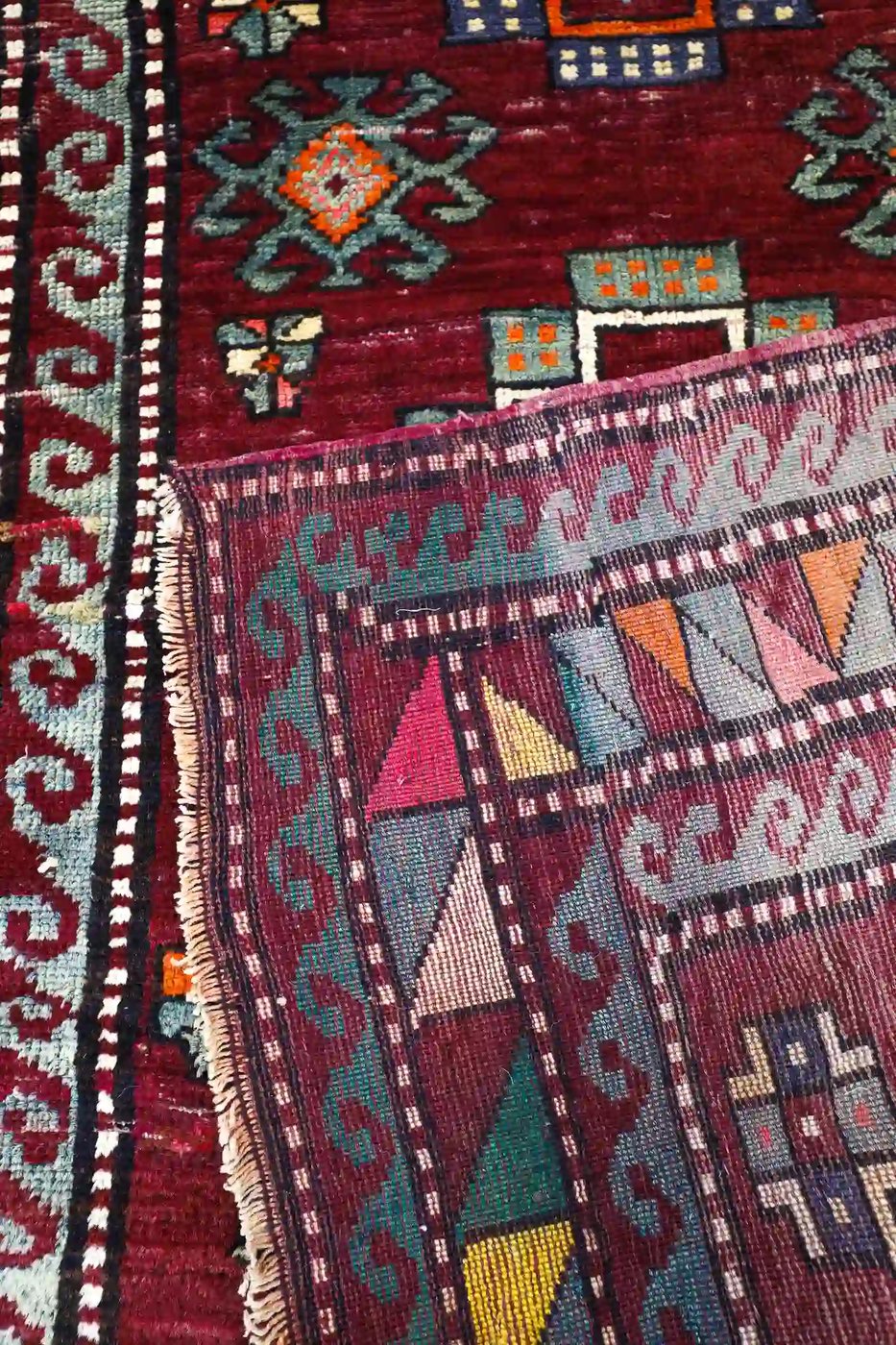 4′ x 8′ Burgundy Fine Hand-Knotted Turkish Oushak Runner Rug – Traditional Wool