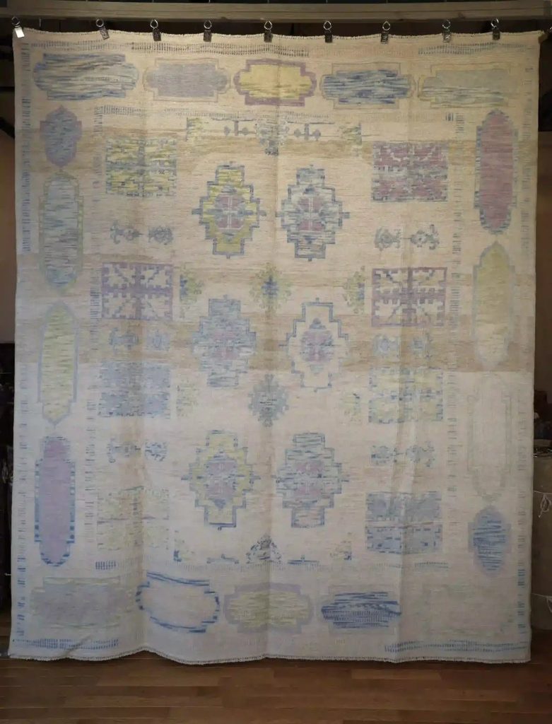 8′ x 10′ Ivory Fine Hand-Knotted Turkish Oushak Rug – Transitional Wool
