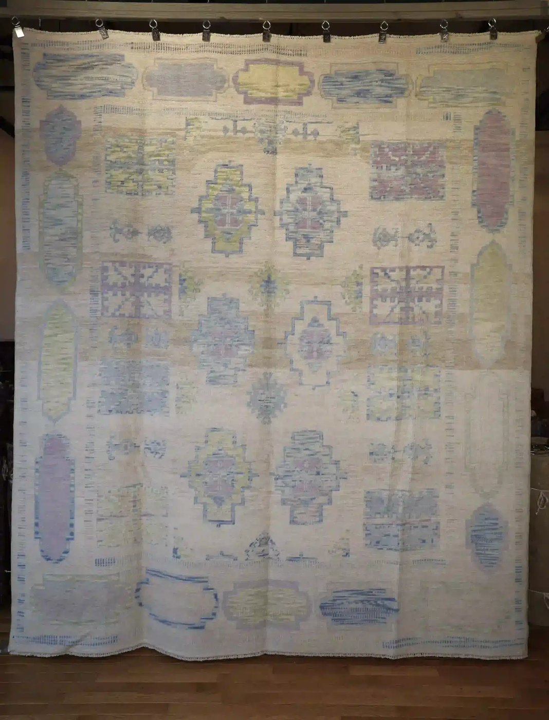 8′ x 10′ Ivory Fine Hand-Knotted Turkish Oushak Rug – Transitional Wool
