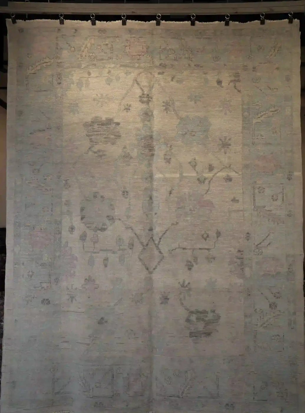 8′ x 11′ Gray Fine Hand-Knotted Turkish Oushak Rug – Transitional Wool