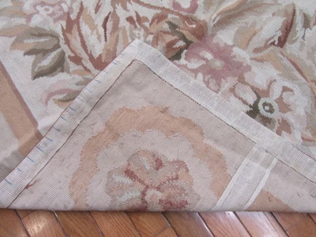 12′ x 19′ Chinese Ivory Floral Needlepoint Rug – Traditional Wool