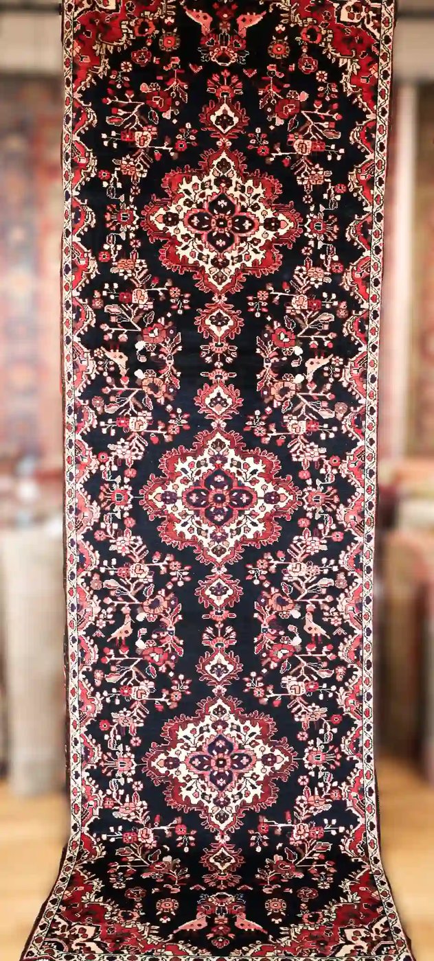 4′ x 12′ Red Fine Hand-Knotted Persian Bakhtiari Runner – Traditional Wool