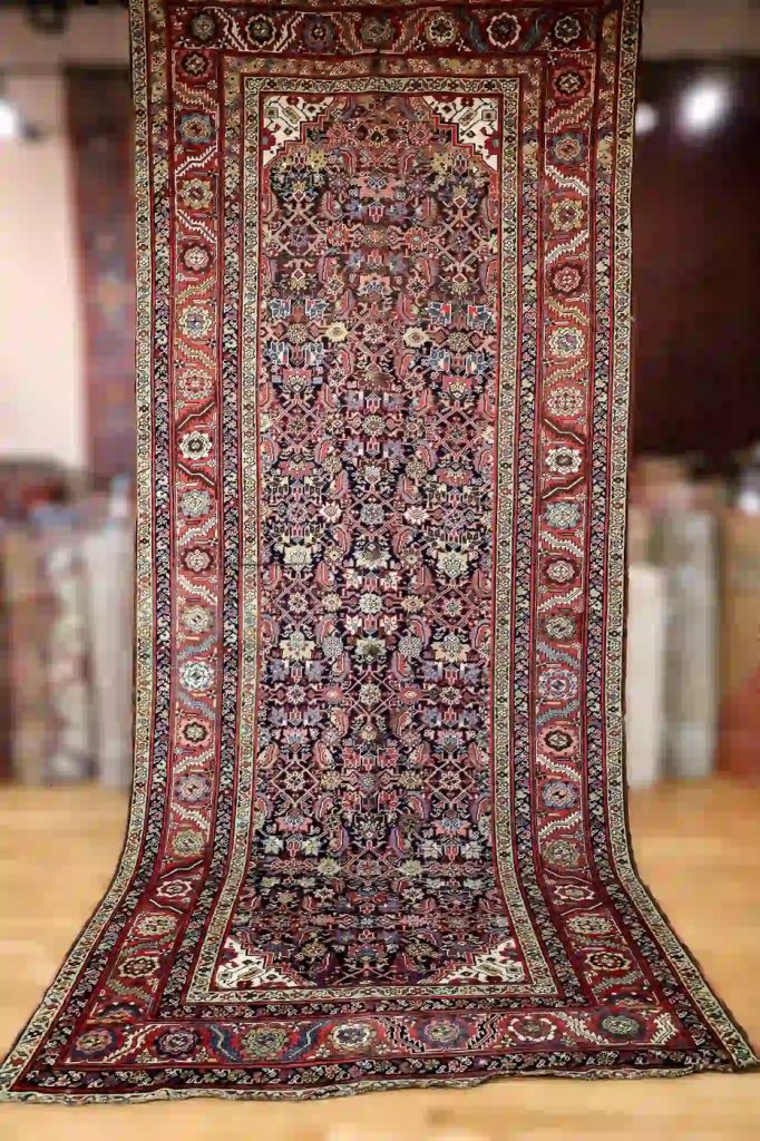 6′ x 14′ Red Fine Hand-Knotted Antique Persian Farahan Rug – Traditional Wool