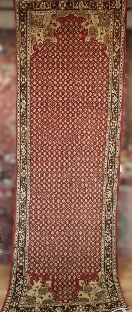 4′ x 12′ Beige Fine Hand-Knotted Vintage Turkish Oushak Runner – Traditional Wool