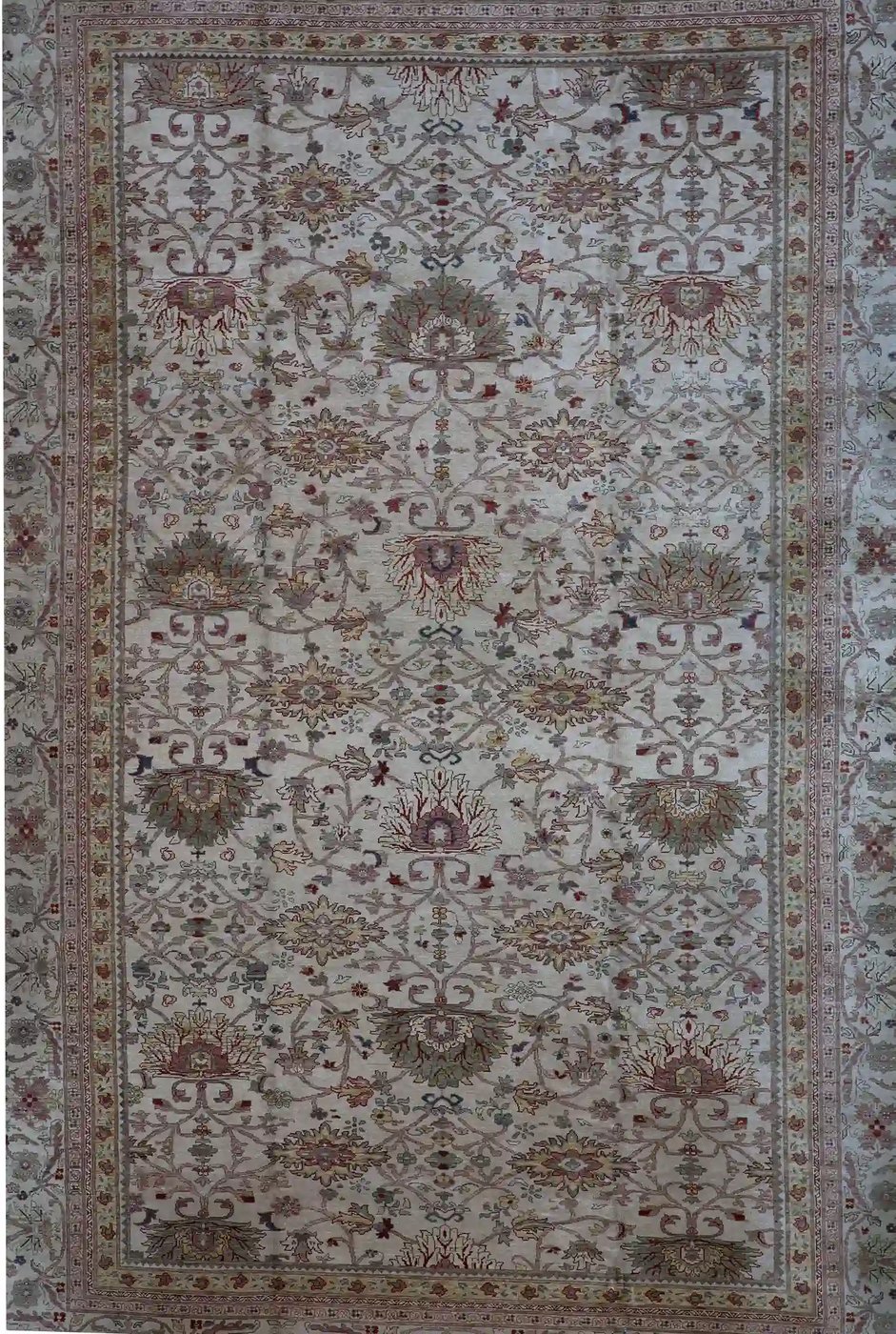 12′ x 19′ Beige Fine Hand-Knotted Turkish Sultanabad Rug – Traditional Wool