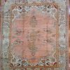 10′ x 13′ Peach Fine Hand-Knotted Semi-Antique Turkish Oushak Rug – Traditional Wool