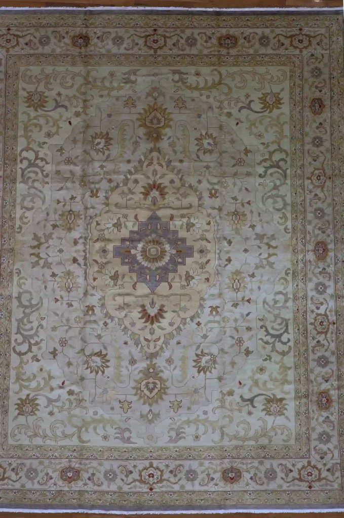 12′ x 15′ Beige Fine Hand-Knotted Turkish Farahan Design Rug – Traditional Wool