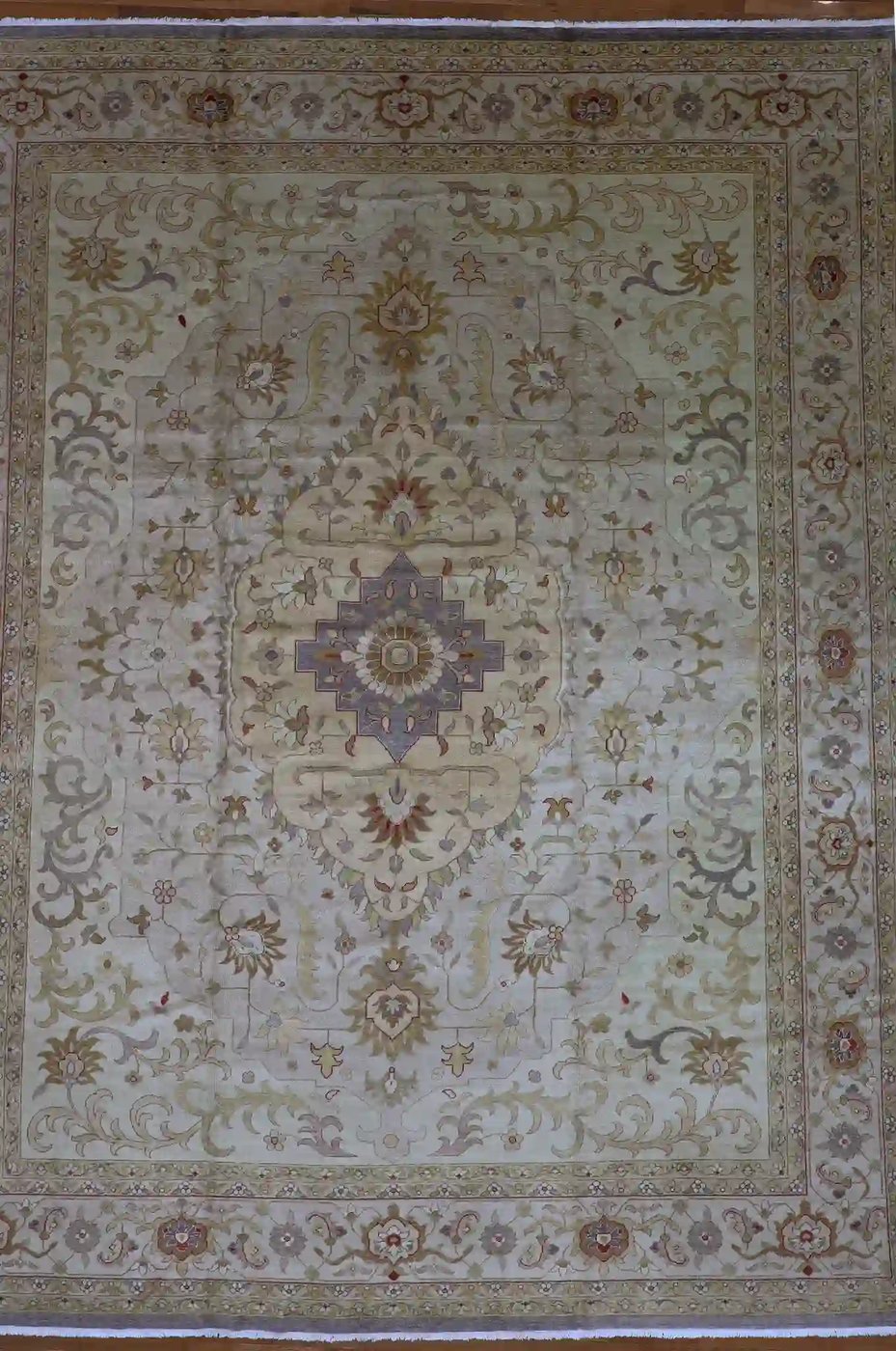 12′ x 15′ Beige Fine Hand-Knotted Turkish Farahan Design Rug – Traditional Wool