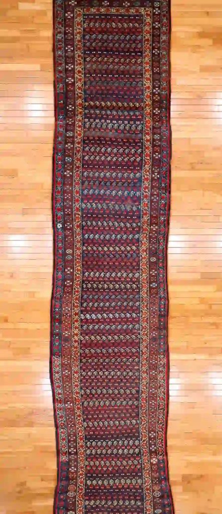 4′ x 16′ Navy Fine Hand-Knotted Antique Persian Kurdish Rug – Tribal Wool
