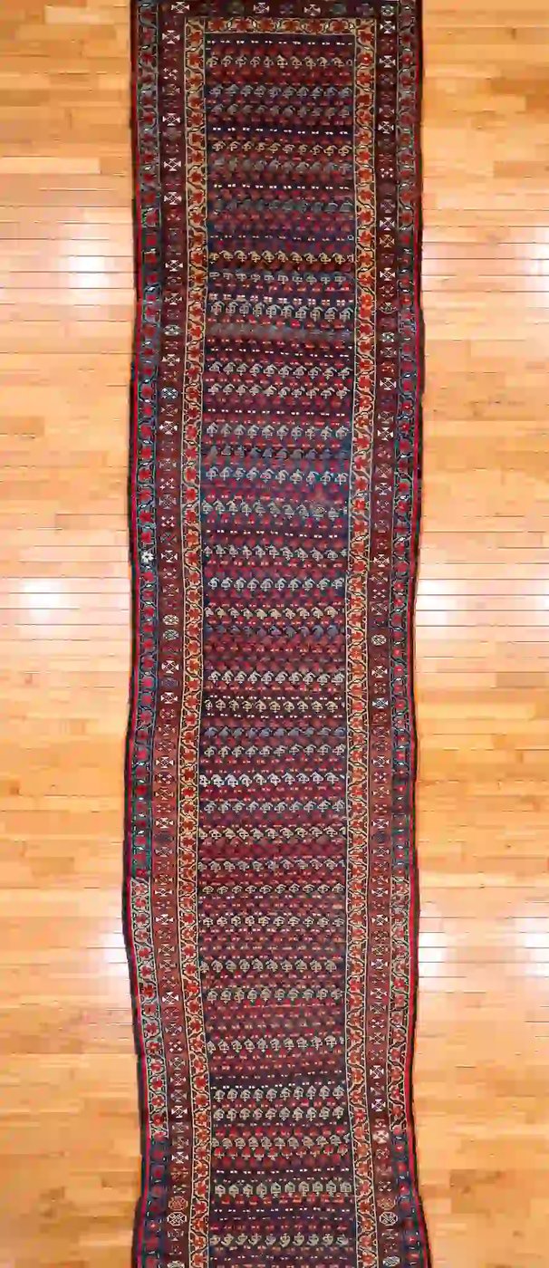 4′ x 16′ Navy Fine Hand-Knotted Antique Persian Kurdish Rug – Tribal Wool