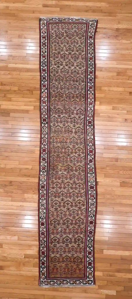 3′ x 13′ Beige Fine Hand-Knotted Persian Malayer Rug – Herati Runner Wool