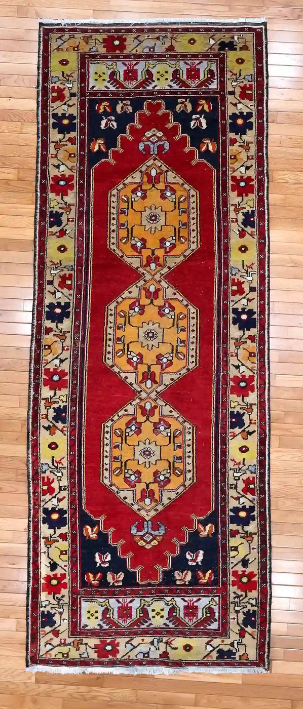 4′ x 10′ Red Fine Hand-Knotted Turkish Karabagh Runner – Traditional Wool