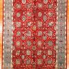 7′ x 9′ Red Fine Hand-Knotted Persian Tabriz Rug – Traditional Wool
