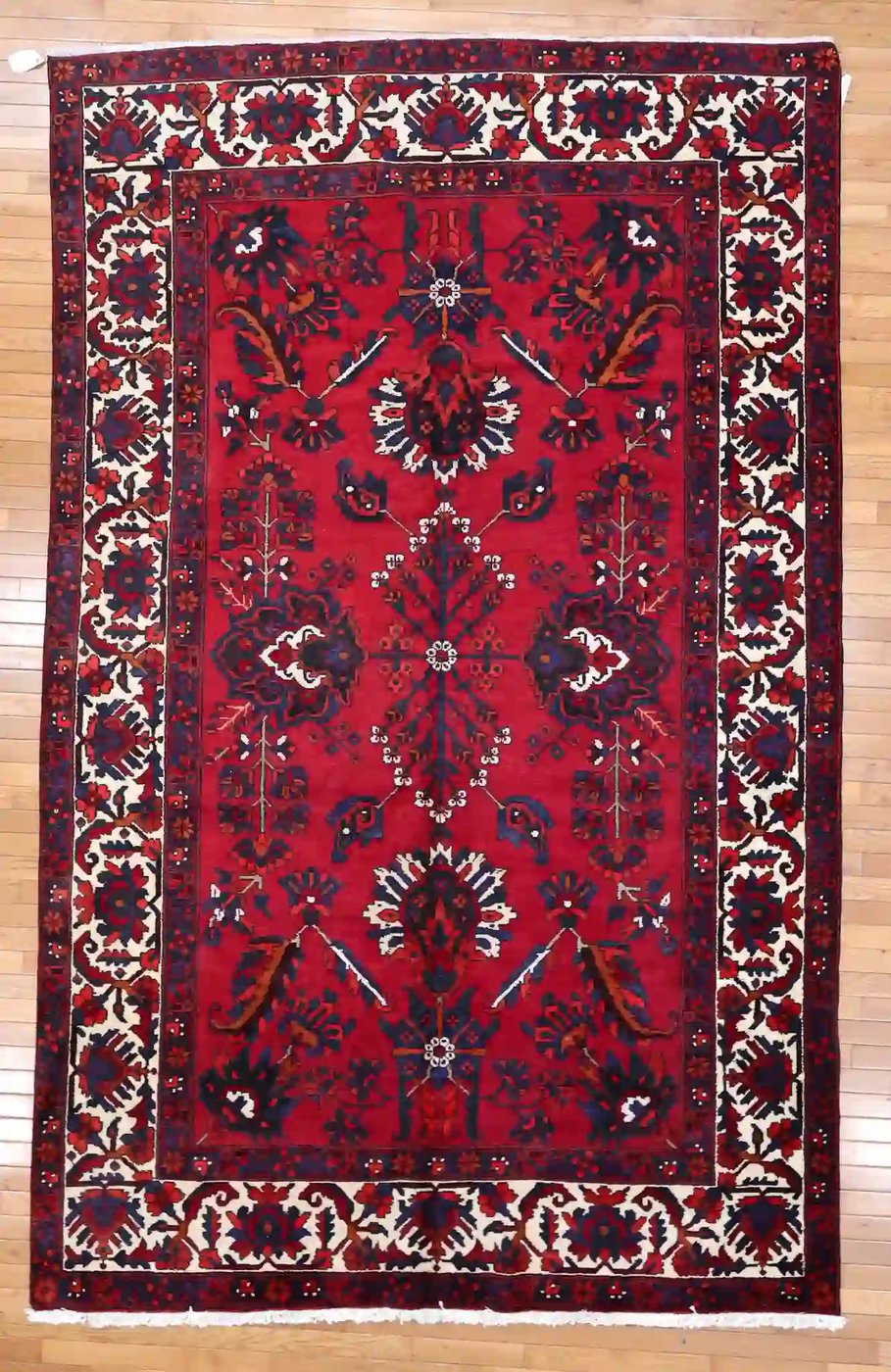 7′ x 10′ Red Fine Hand-Knotted Persian Bakhtiari Rug – Traditional Wool