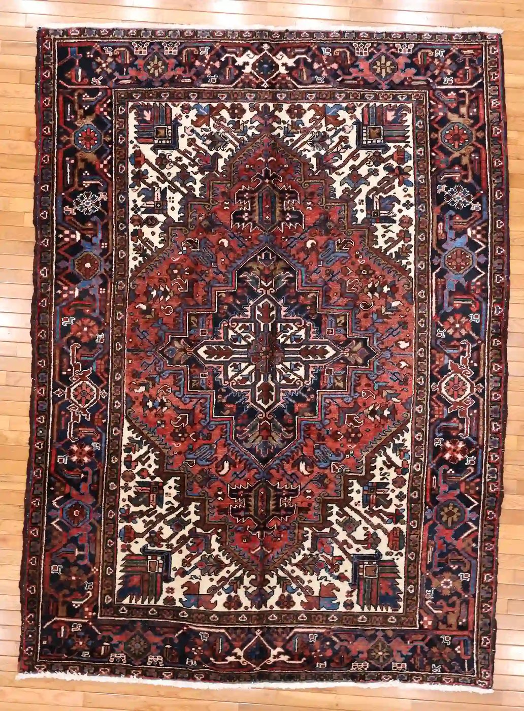 6′ x 8′ Rust Fine Hand-Knotted Persian Heriz Rug – Traditional Wool