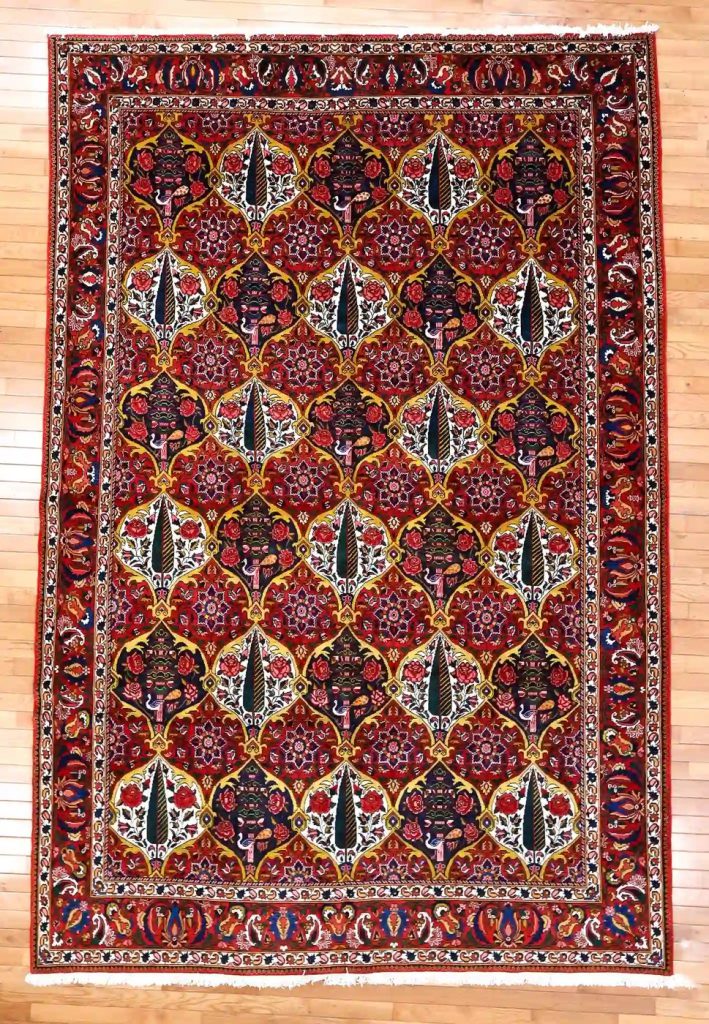 7′ x 10′ Red Fine Hand-Knotted Persian Bakhtiari Rug – Traditional Wool