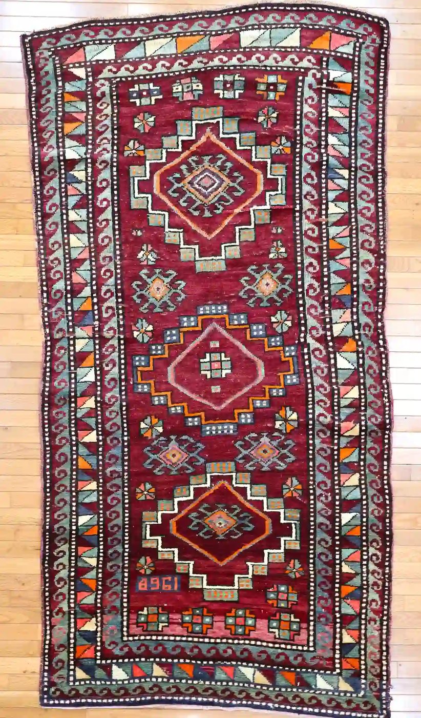 4′ x 8′ Burgundy Fine Hand-Knotted Turkish Oushak Runner Rug – Traditional Wool
