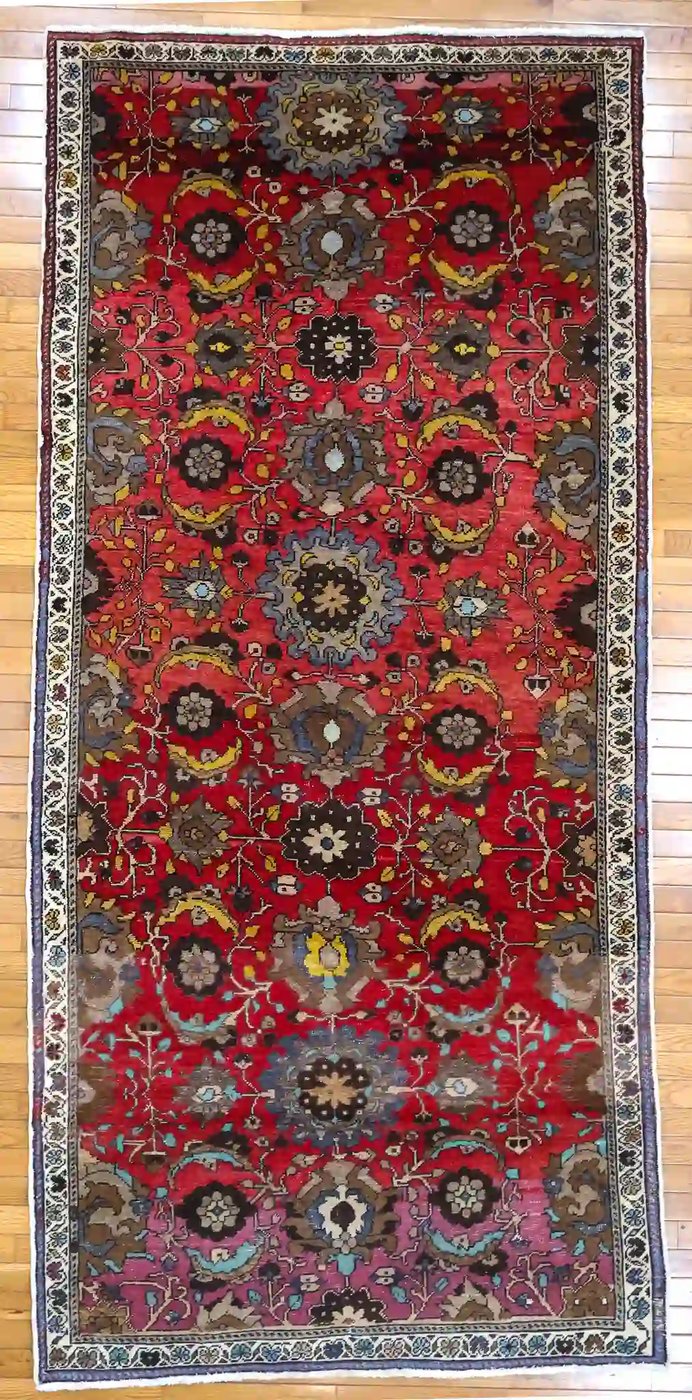 4′ x 9′ Red Hand-Knotted Vintage Turkish Anatolian Rug – Traditional Wool