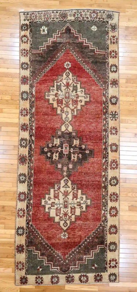 4′ x 11′ Beige Fine Hand-Knotted Turkish Oushak Runner – Traditional Wool
