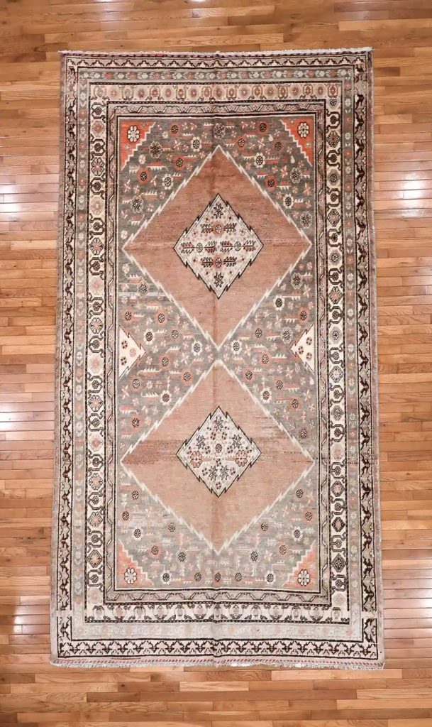 6′ x 12′ Gray Fine Hand-Knotted Central Asian Khotan Rug – Vintage Tribal Wool
