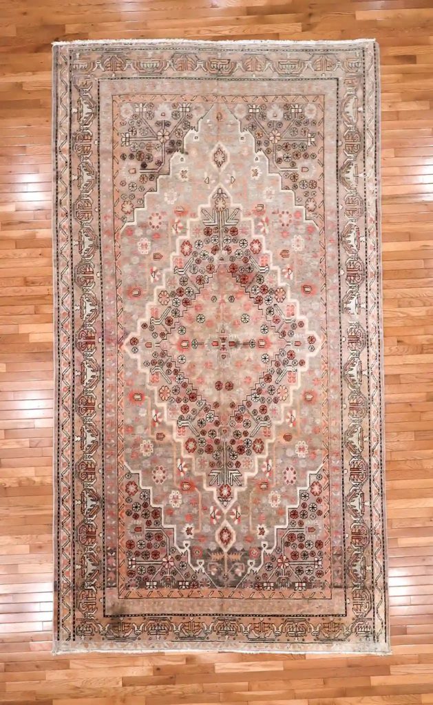 7′ x 12′ Gray Fine Hand-Knotted Central Asian Khotan Rug – Vintage Tribal Wool