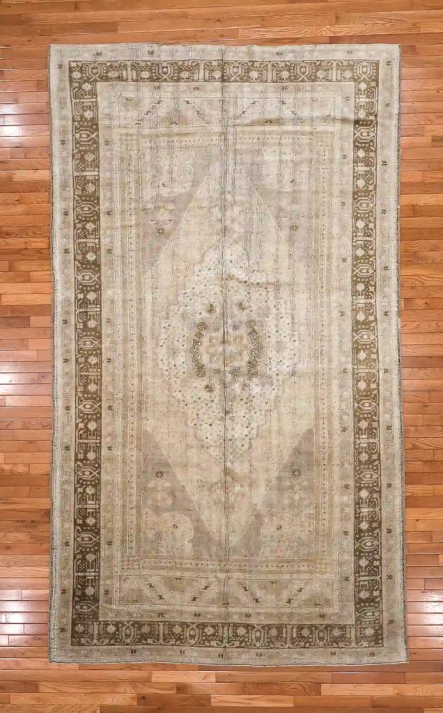 6′ x 10′ Beige Fine Hand-Knotted Turkish Oushak Rug – Vintage Wool