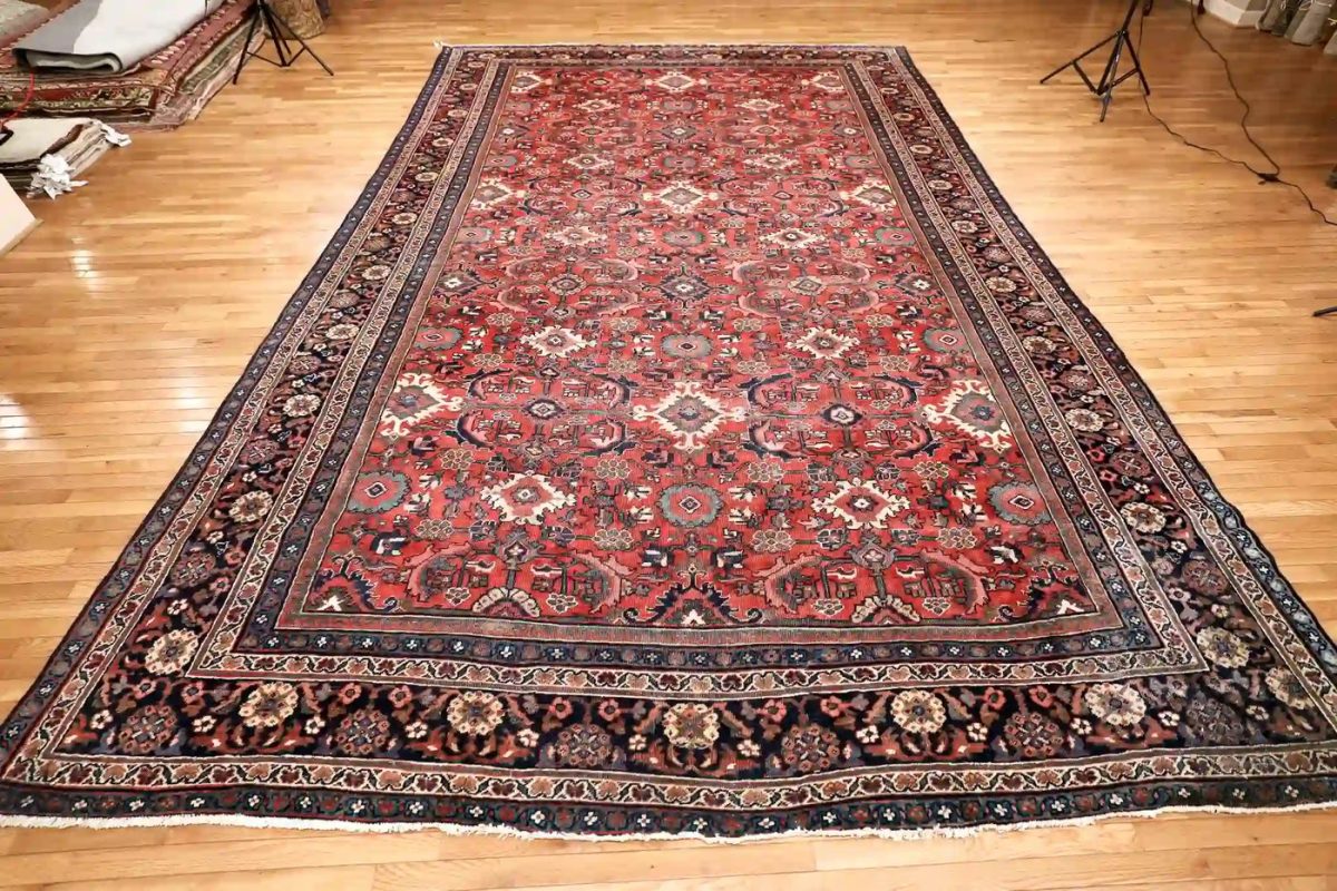 11′ x 17′ Red Fine Hand-Knotted Persian Mahal Rug – Traditional Wool