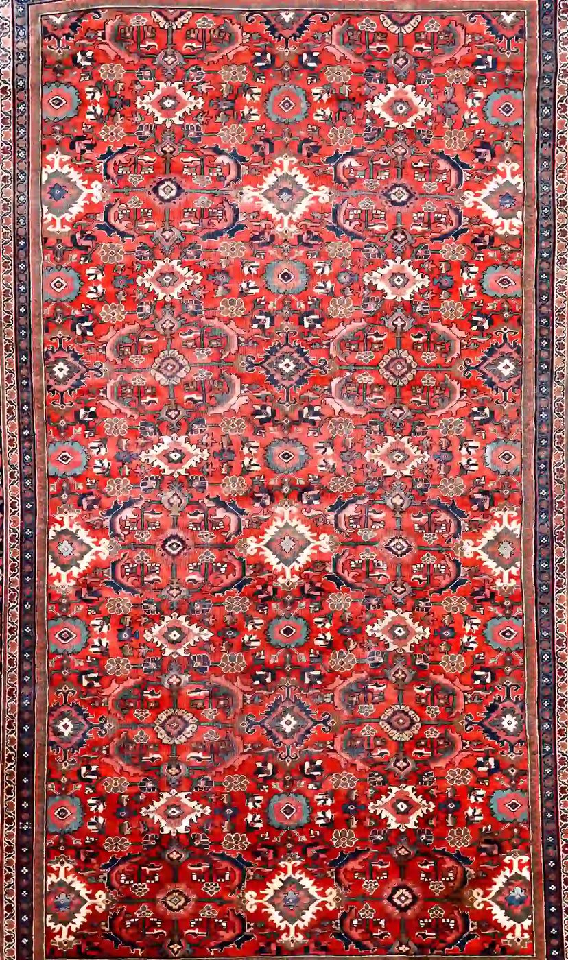 11′ x 17′ Red Fine Hand-Knotted Persian Mahal Rug – Traditional Wool