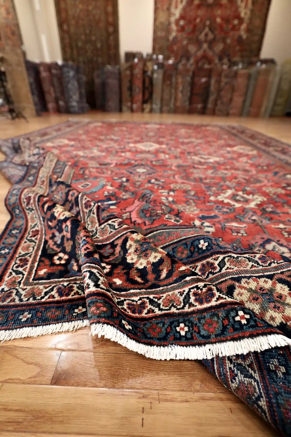11′ x 17′ Red Fine Hand-Knotted Persian Mahal Rug – Traditional Wool