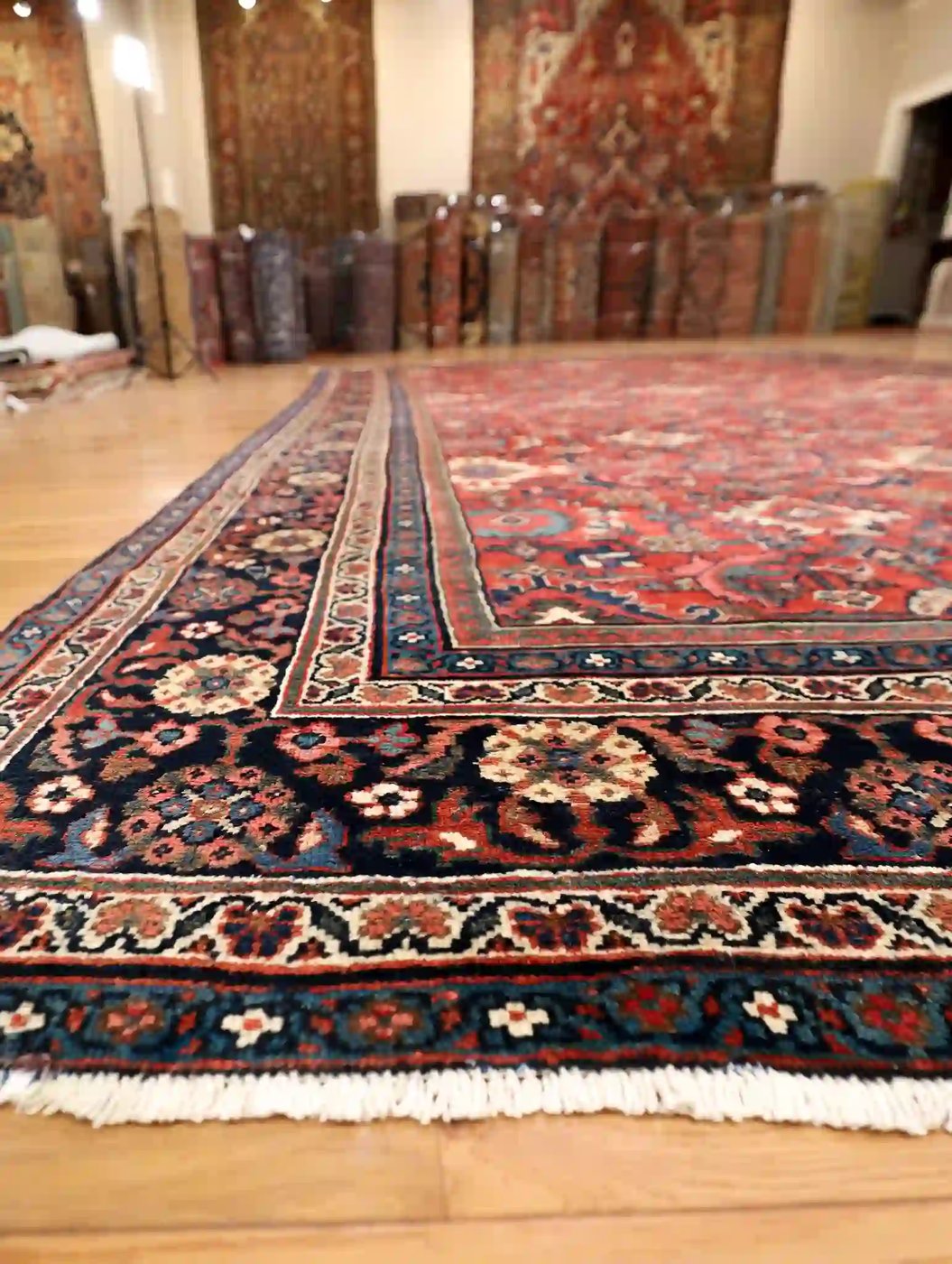 11′ x 17′ Red Fine Hand-Knotted Persian Mahal Rug – Traditional Wool