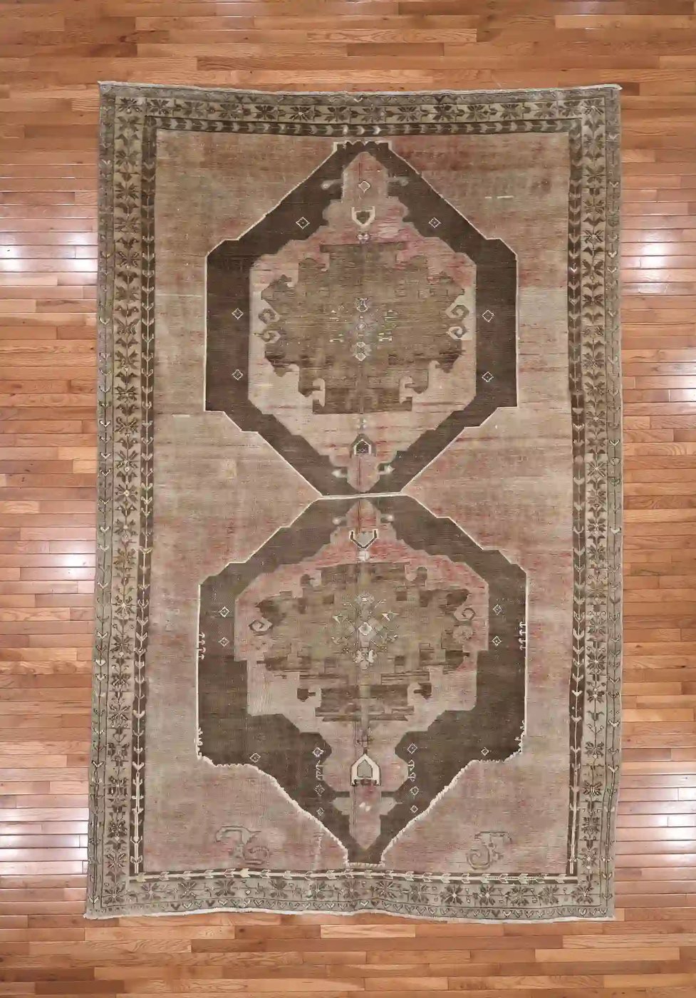 8′ x 12′ Beige Fine Hand-Knotted Turkish Oushak Rug – Vintage Wool