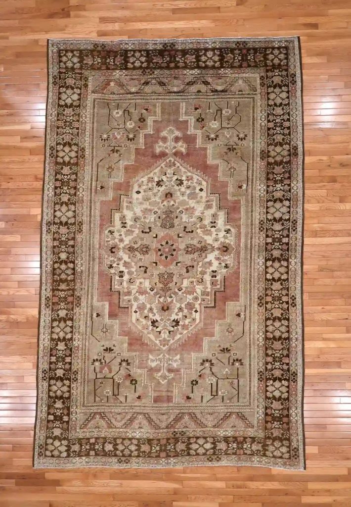 7′ x 12′ Beige Fine Hand-Knotted Turkish Oushak Rug – Vintage Wool