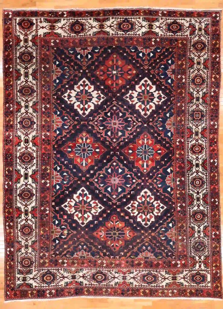 10′ x 13′ Red Fine Hand-Knotted Persian Bakhtiari Rug – Traditional Wool