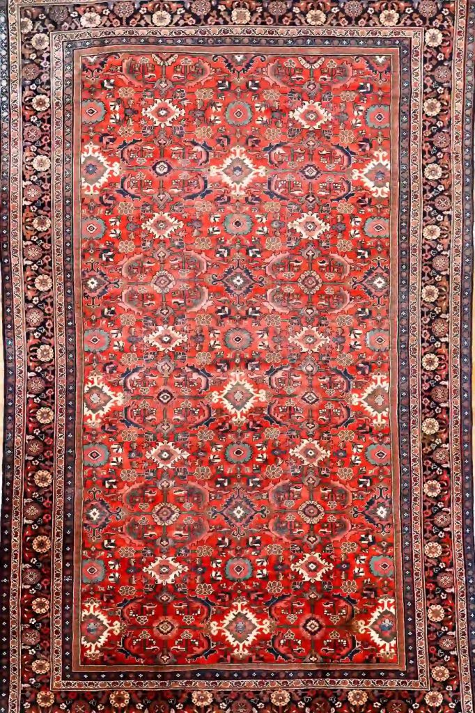 11′ x 17′ Red Fine Hand-Knotted Persian Mahal Rug – Traditional Wool