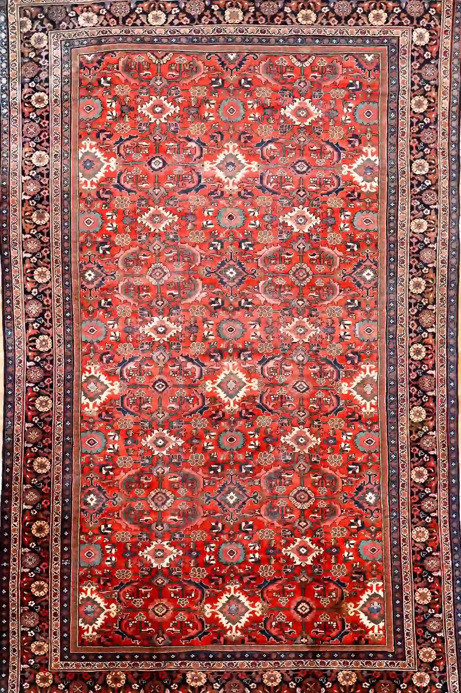 11′ x 17′ Red Fine Hand-Knotted Persian Mahal Rug – Traditional Wool