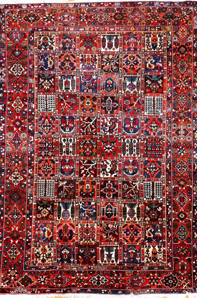 12′ x 16′ Red Fine Hand-Knotted Persian Bakhtiari Rug – Traditional Wool