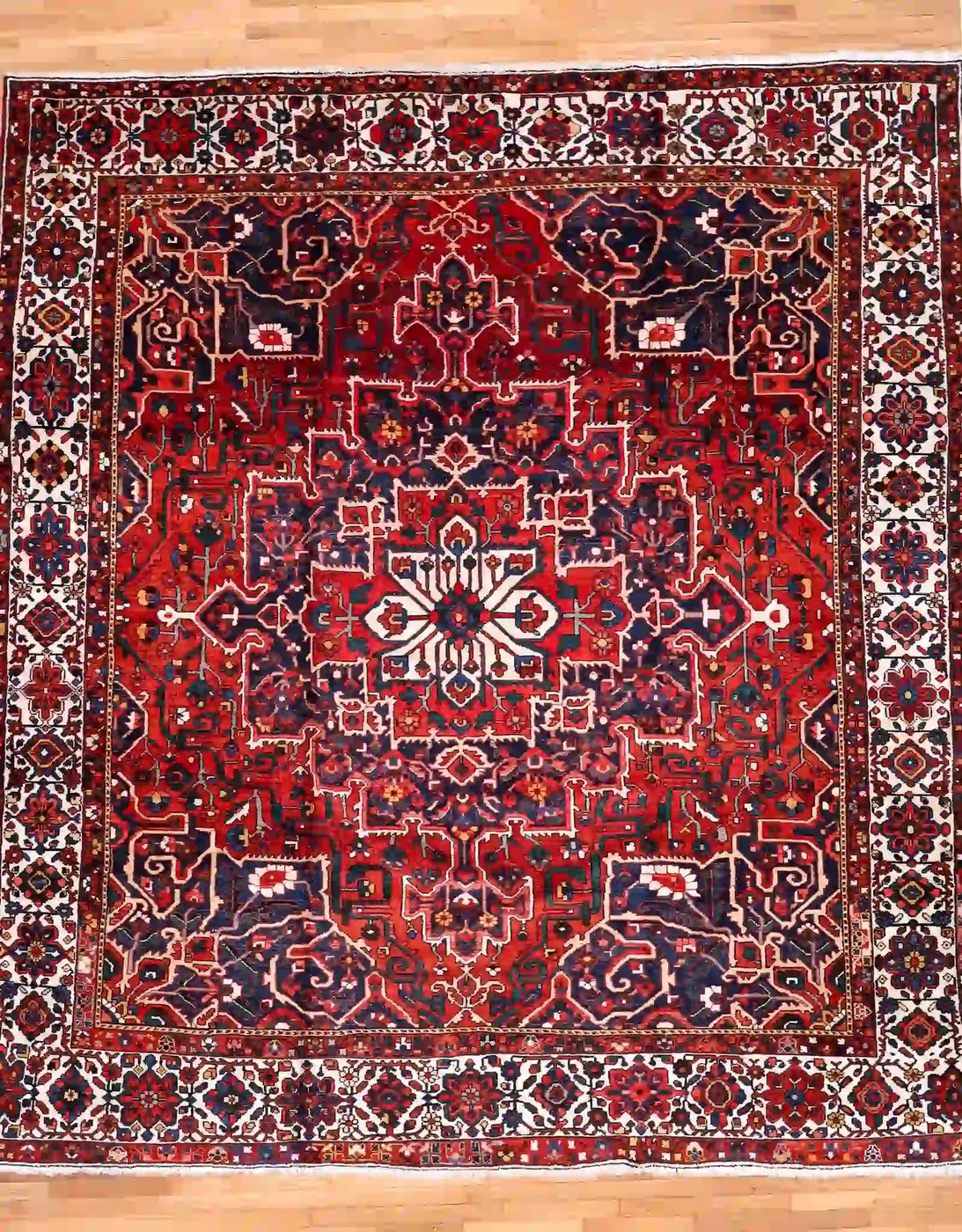 11′ x 12′ Red Fine Hand-Knotted Persian Bakhtiari Rug – Traditional Wool