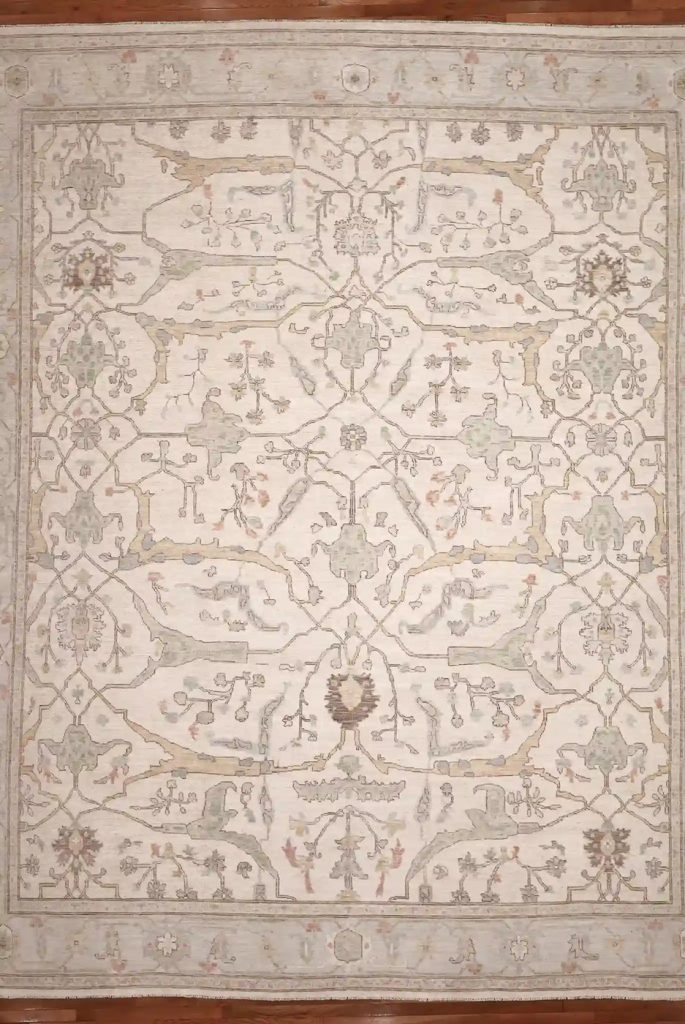 12′ x 15′ Ivory Fine Hand-Knotted Afghan Oushak Rug – Traditional Wool