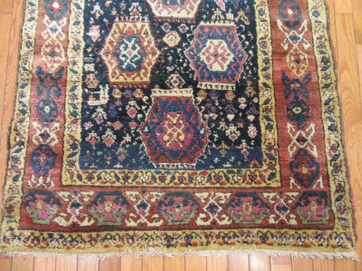 3′ x 13′ Antique Caucasian Ganjeh Navy Tribal Runner Rug – Traditional Wool