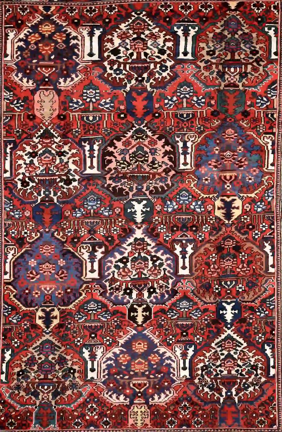 10′ x 13′ Large Brick Red Hand-Knotted Semi-Antique Persian Bakhtiari Rug – Traditional Wool