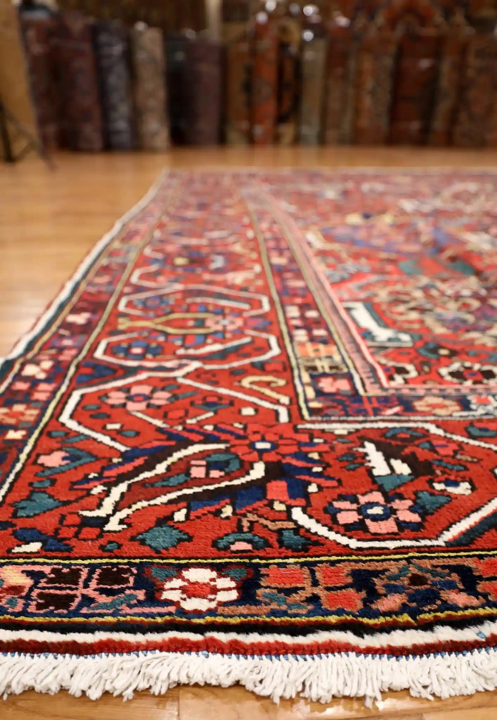 10′ x 13′ Large Brick Red Hand-Knotted Semi-Antique Persian Bakhtiari Rug – Traditional Wool