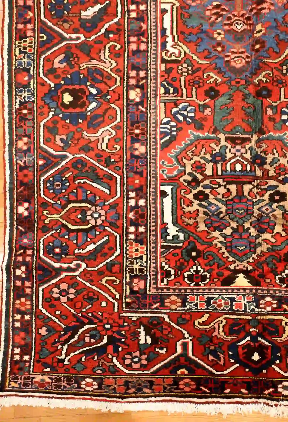 10′ x 13′ Large Brick Red Hand-Knotted Semi-Antique Persian Bakhtiari Rug – Traditional Wool