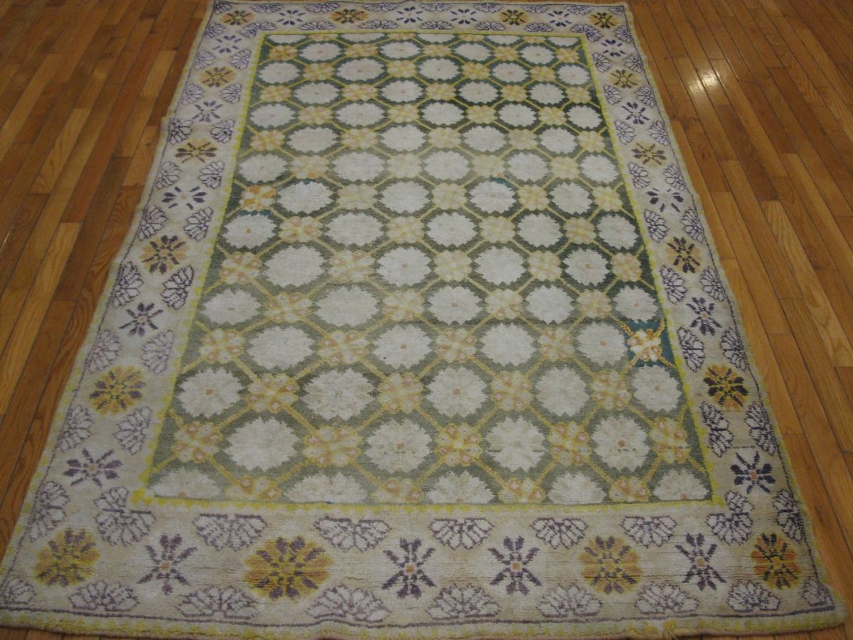 4′ x 7′ Ivory Fine Hand-Knotted Khotan Rug – Traditional Wool
