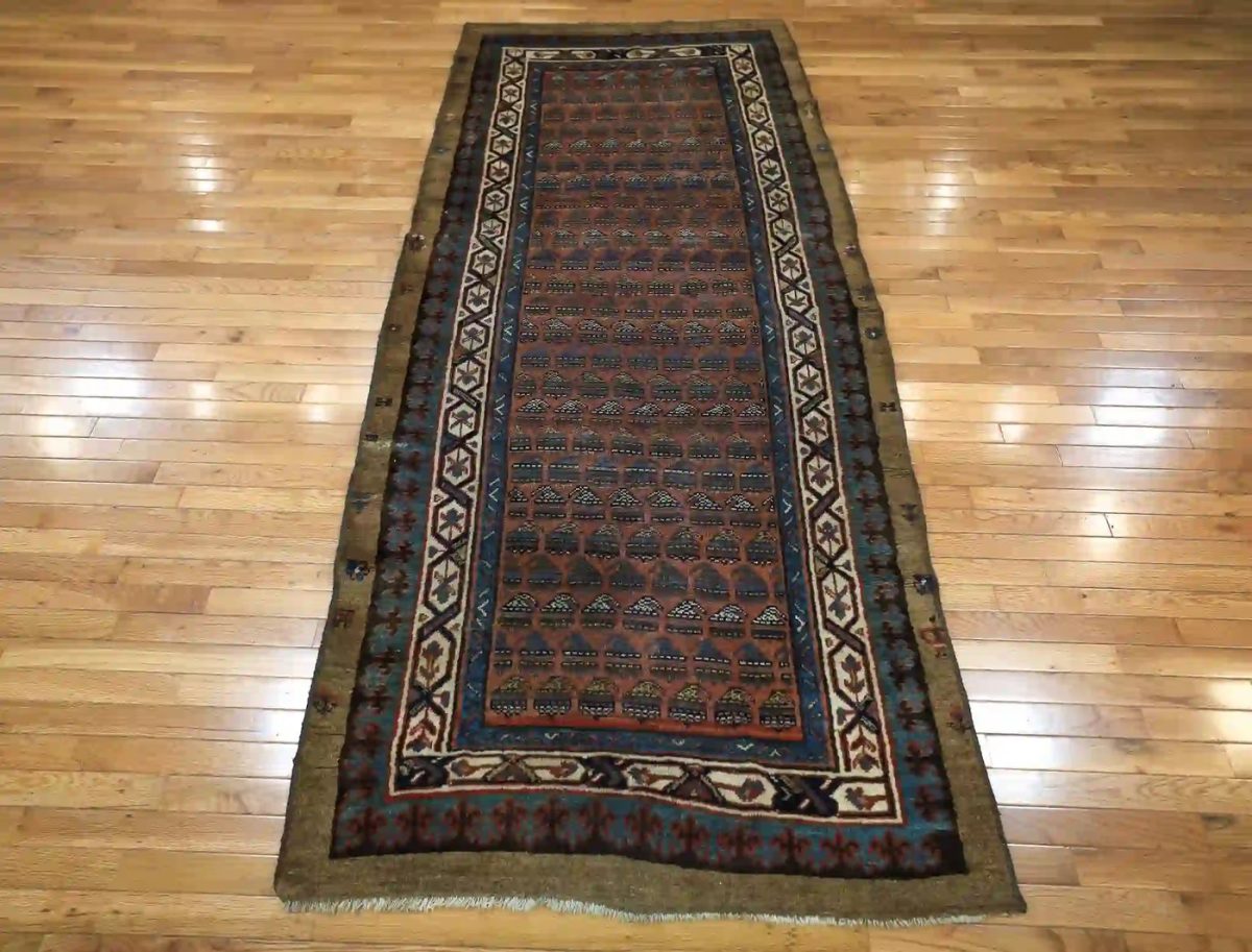 4′ x 9′ Persian Hashtroud(Camel hair) Rust Wool Runner Rug – Traditional Hand Knotted - 1 4′ x 9′ Persian Hashtroud(Camel hair) Rust Wool Runner Rug – Traditional Hand Knotted