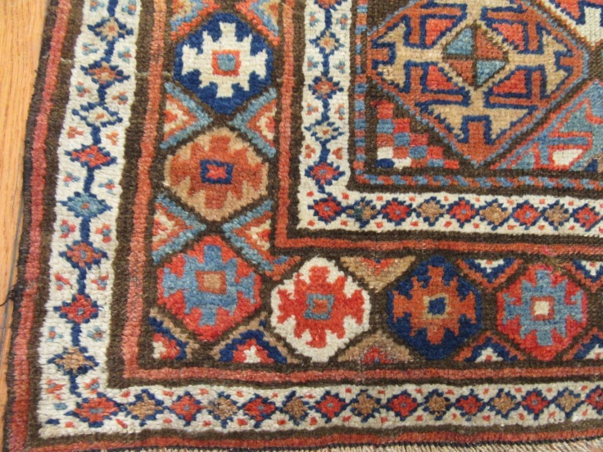 3′ x 12′ Caucasian Kazak Blue Geometric Runner Rug – Traditional Hand Knotted Wool