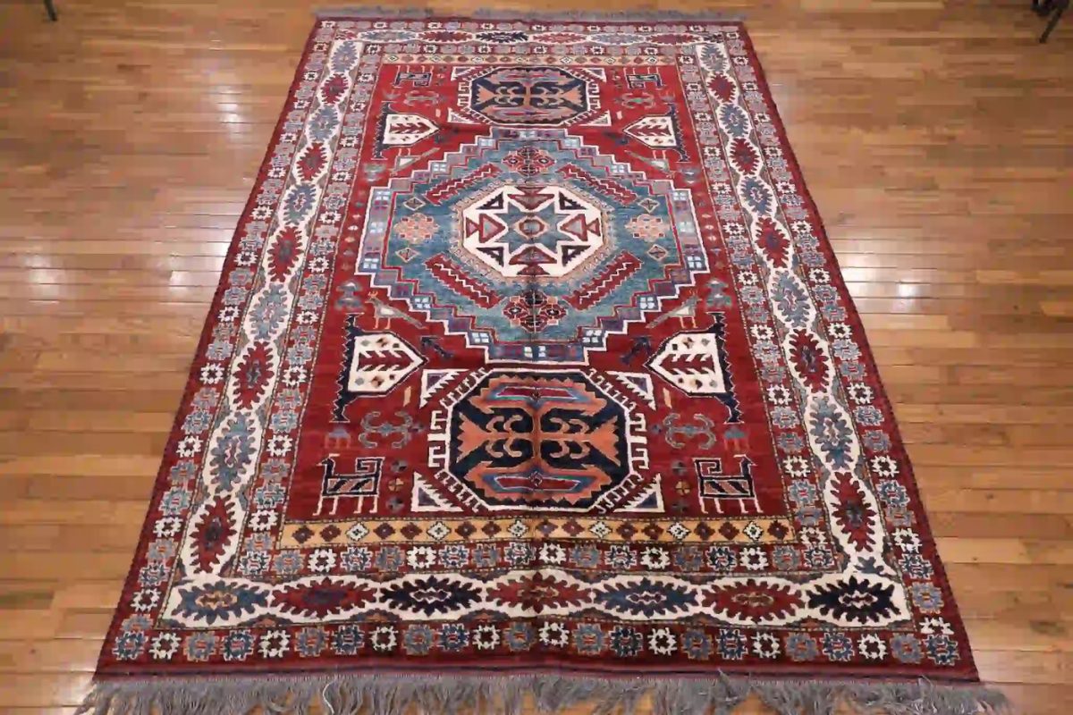 6′ x 8′ Red Fine Hand-Knotted Pakistan Kazak Rug – Traditional Wool