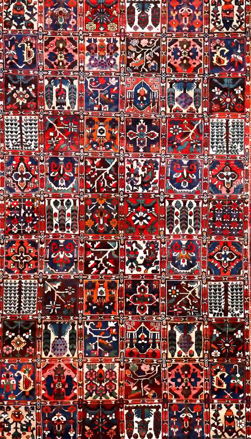 12′ x 16′ Red Fine Hand-Knotted Persian Bakhtiari Rug – Traditional Wool