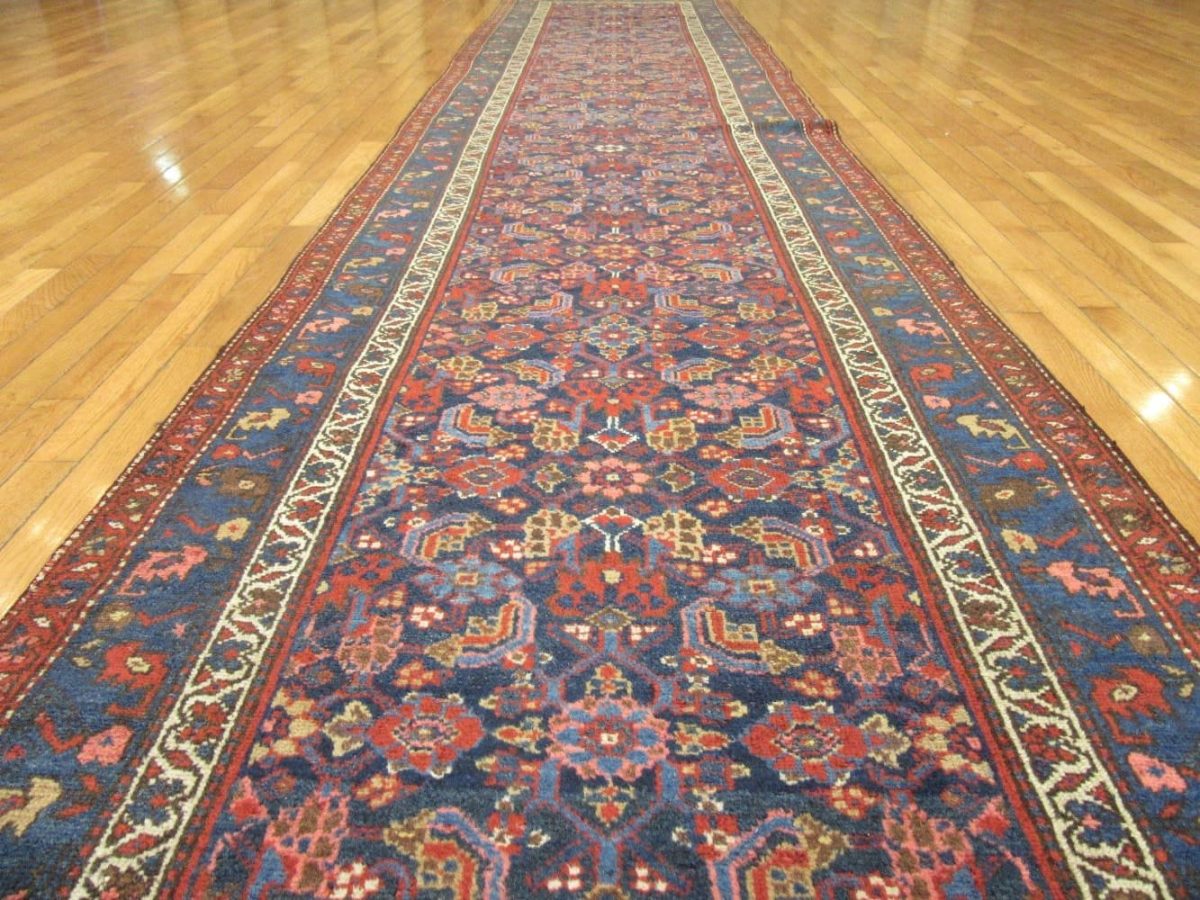 4′ x 16′ Persian Navy Runner Malayer Rug – Traditional Hand-Knotted Wool