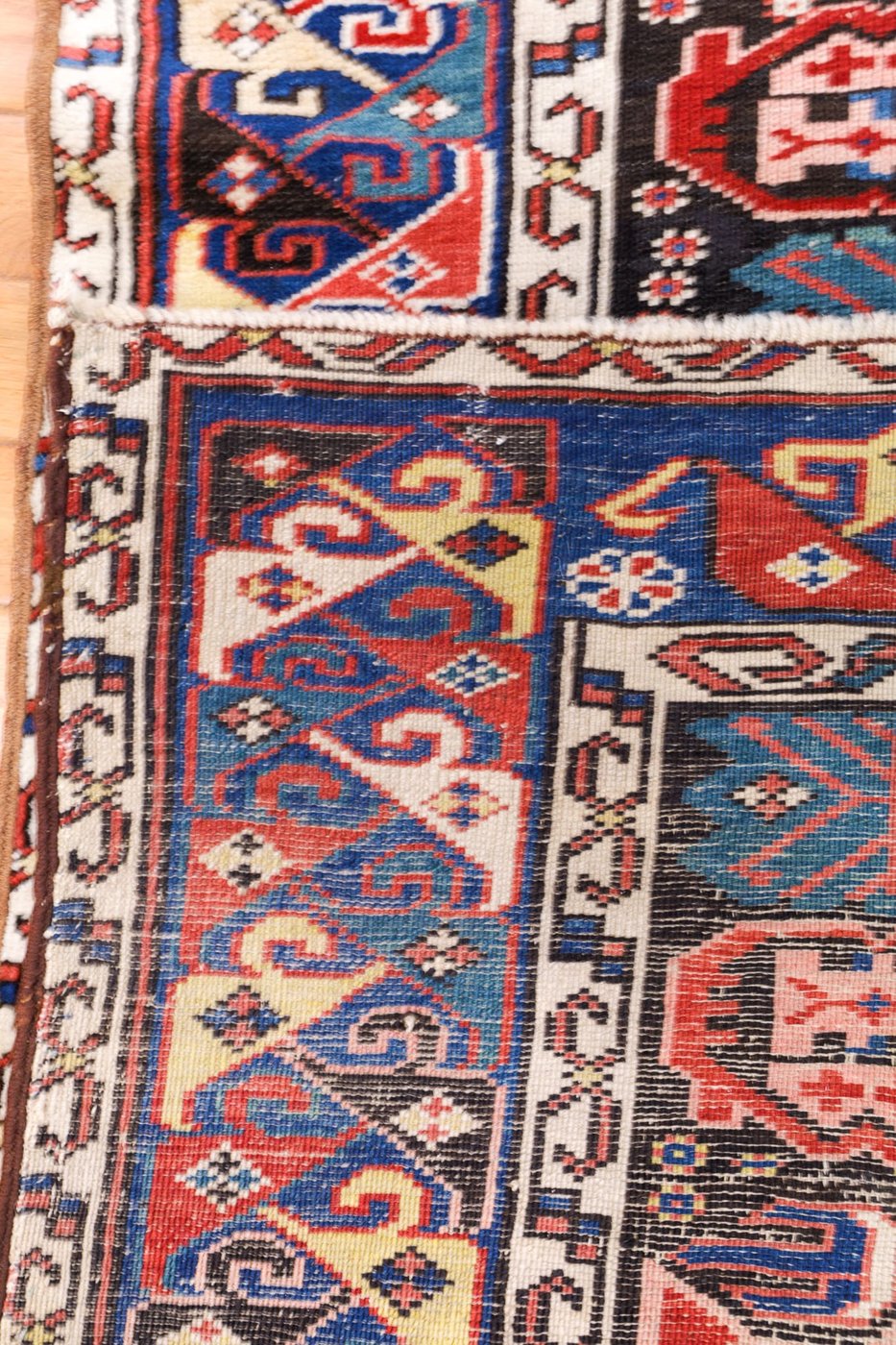 3′ x 9′ Midnight Black and Jewel-Toned Hand-Knotted Antique Caucasian Seychur Shirvan Runner – Collector’s Wool