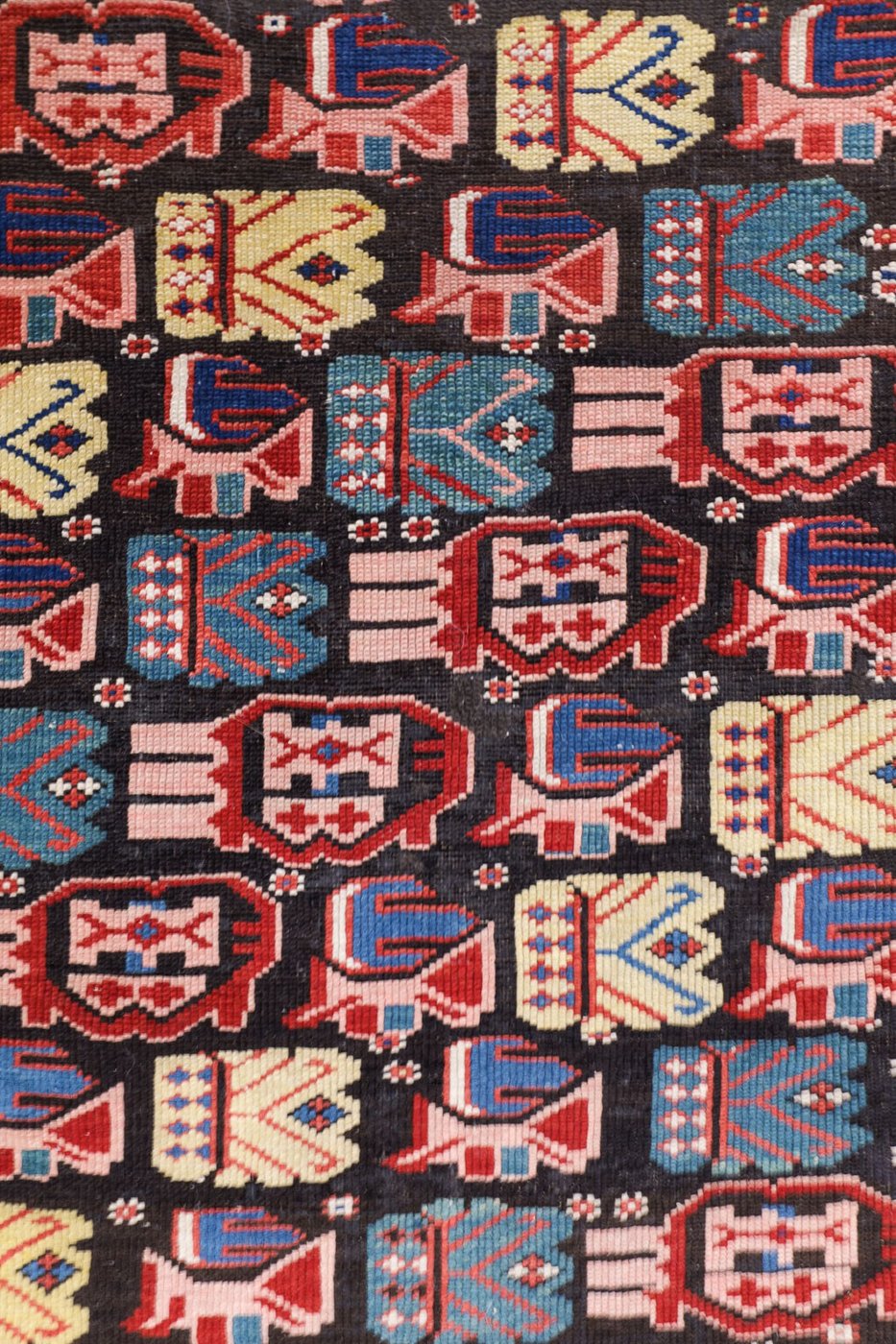 3′ x 9′ Midnight Black and Jewel-Toned Hand-Knotted Antique Caucasian Seychur Shirvan Runner – Collector’s Wool
